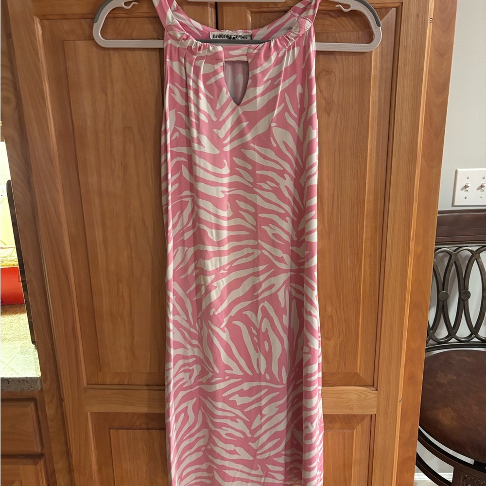 Barbara Gerwit Floral Sleeveless Halter Sheath Dress S